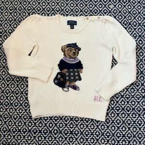 Polo by Ralph Lauren Cream Sweater with Bear Design